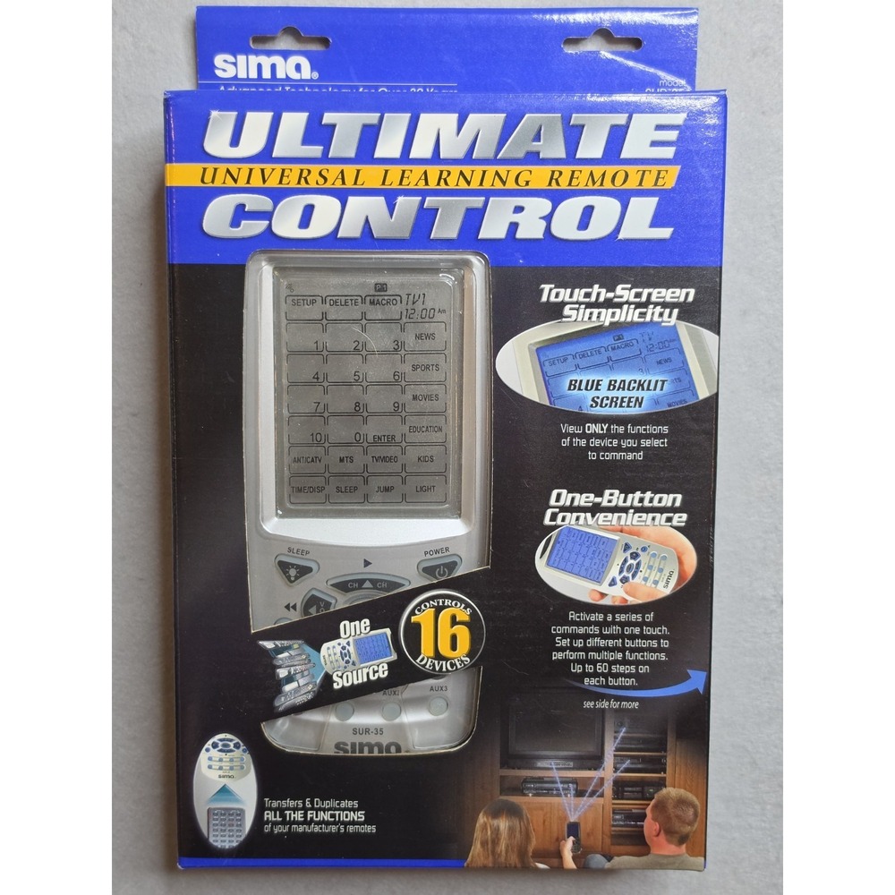 Sima SUR-35 Ultimate Universal Learning Remote Control Touch Screen Backlit NIB